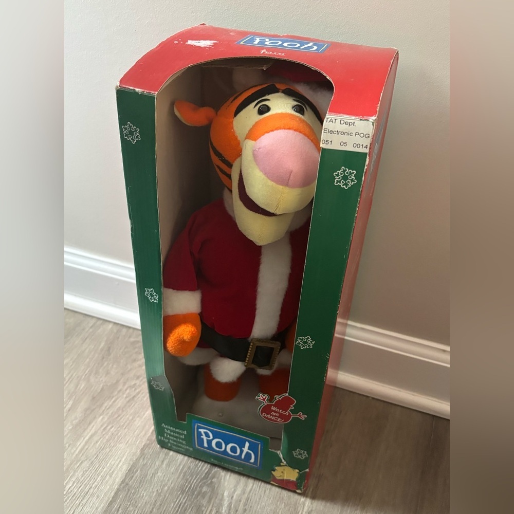 Vintage Disney Telco Motionettes Tigger as Santa Claus Christmas Figure Pooh
